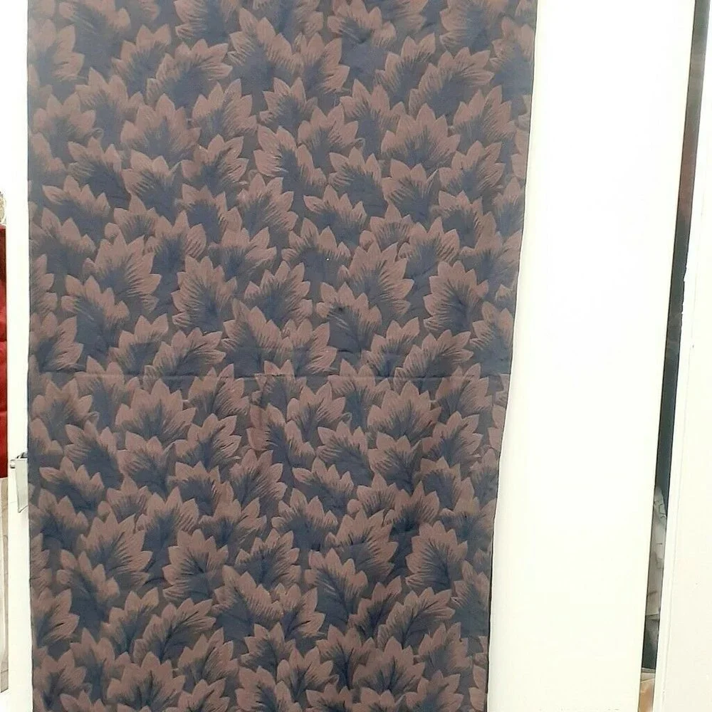 Vtg mid century STATEMENT curtain navy brown 160